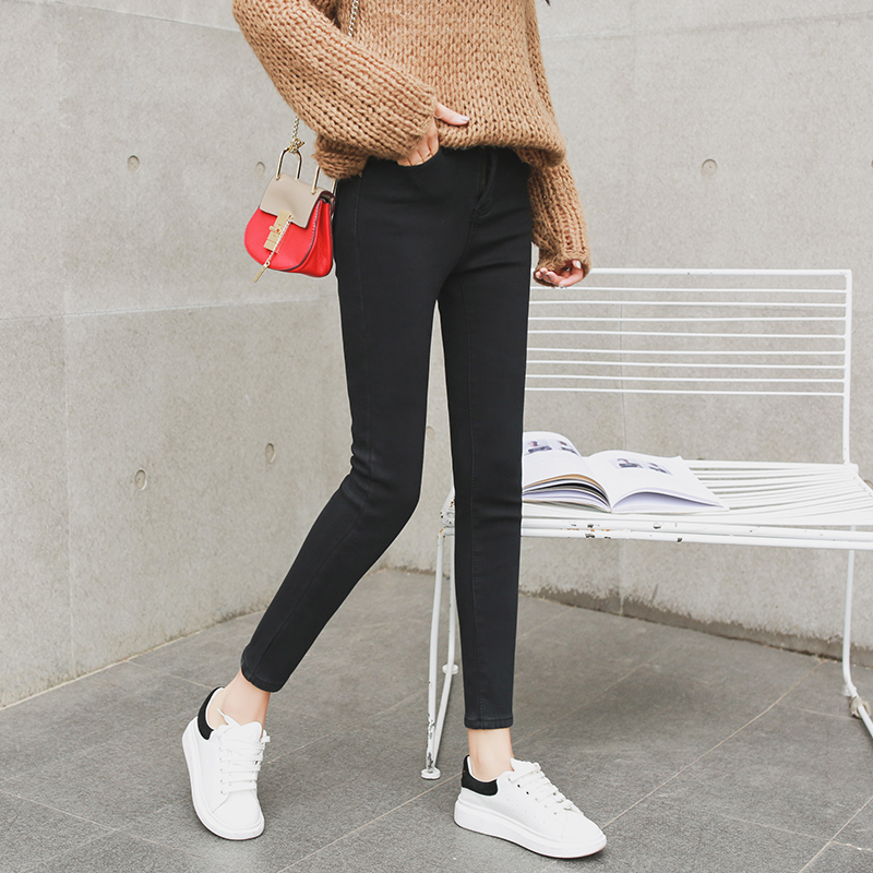 正品[高腰加绒牛仔裤女冬]高腰加绒牛仔裤男冬