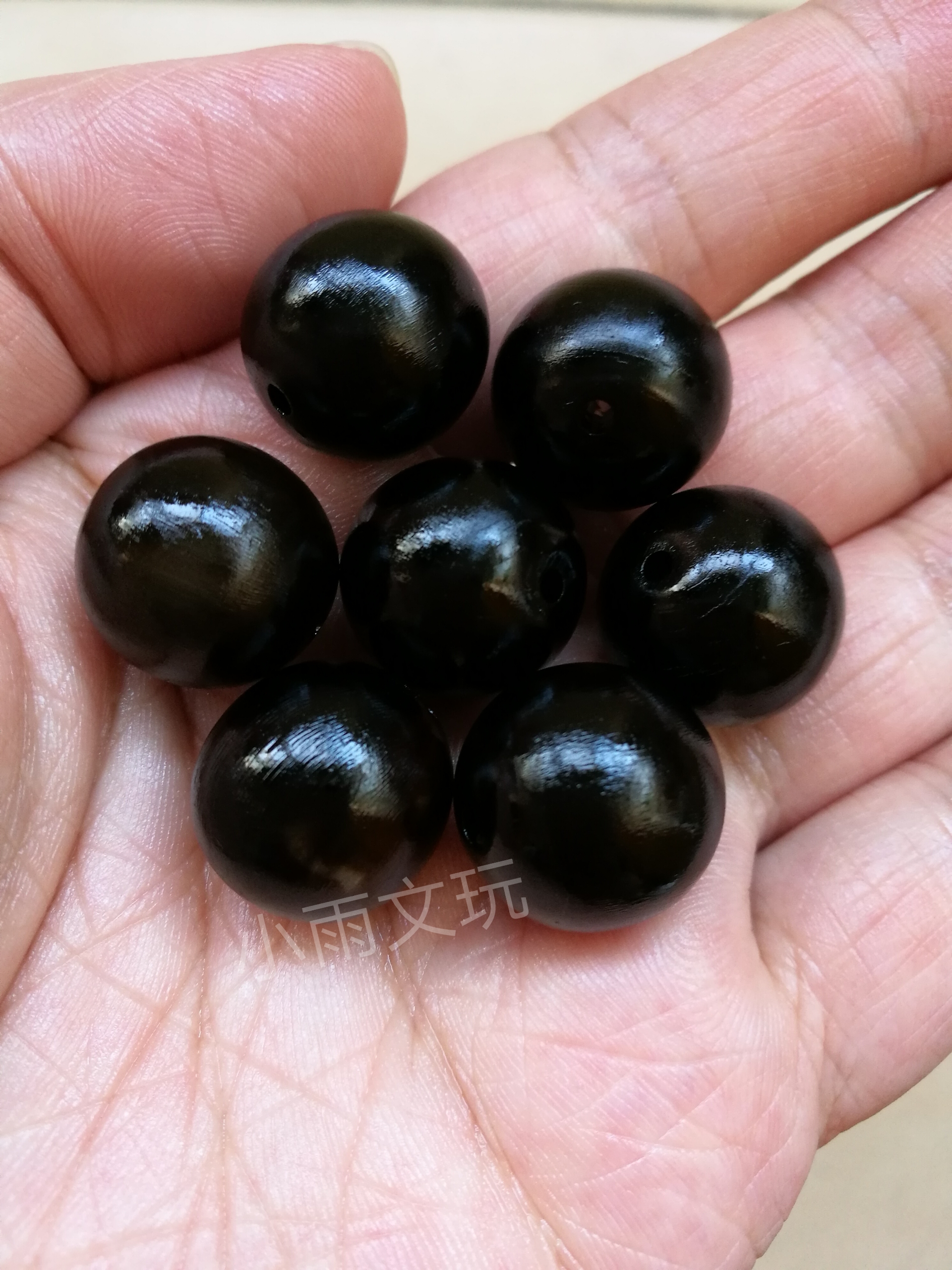 天然黑羊角珠子14/16/20mm圆珠多宝散珠diy锁骨连散珠