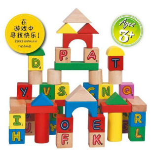 巧之木盒装标准小班木制50粒装儿童益智堆搭幼儿拼图数字玩具字母搭积木评分比赛积木图片