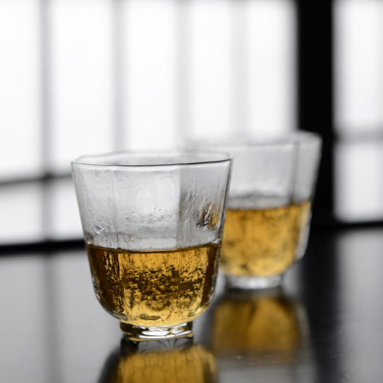 出口日本八角品茗杯主人杯水晶玻璃锤目纹小茶杯耐热功夫茶具特价