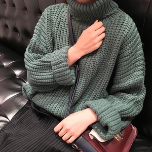 秋冬季韩版女装宽松加厚高领套头毛衣女学生长
