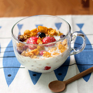 创意手柄牛奶燕麦片玻璃杯