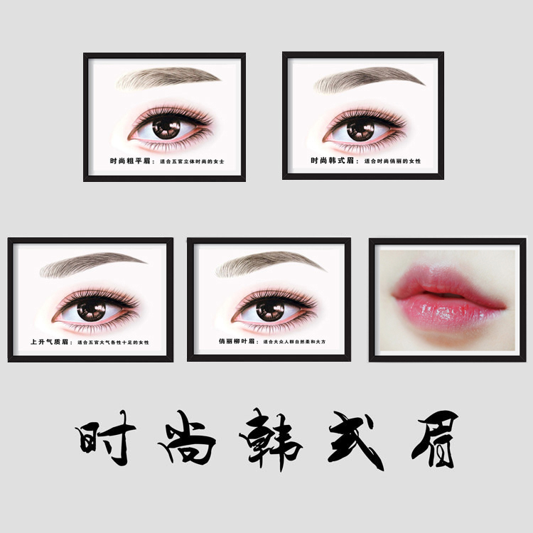 韩式半永久纹眉纹唇眼线韩式眉漂唇红唇挂画眉毛眼睛墙画唇型挂画