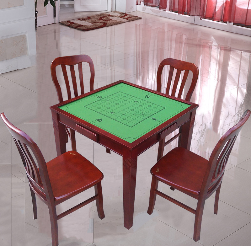 实木麻将桌橡木餐桌棋牌面方桌多功能象棋麻将桌两用棋牌桌椅组合
