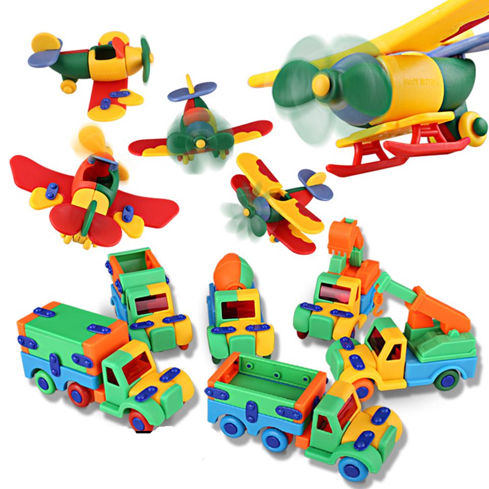 宝宝创意拼插塑料积木儿童益智拆装飞机汽车男女孩玩具3-4-5-6岁
