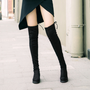 系带过膝长靴