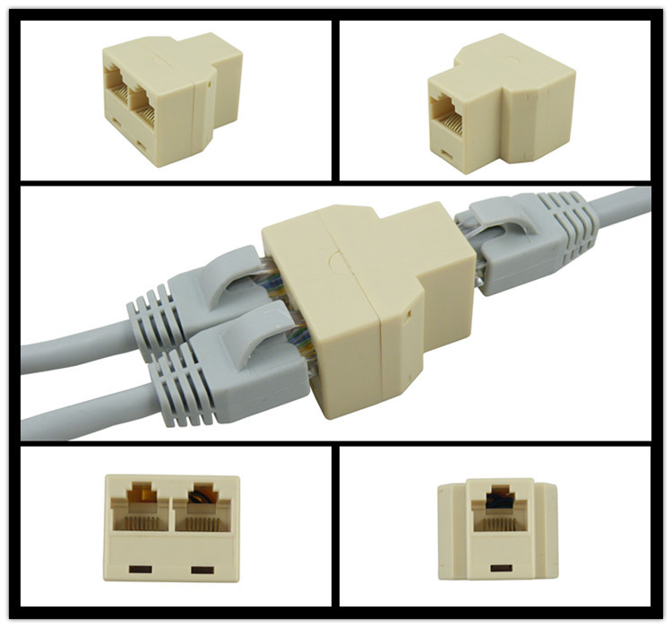 rj45网络三通头 网线一分二连接器 1分2网线转接头 转接器分线头