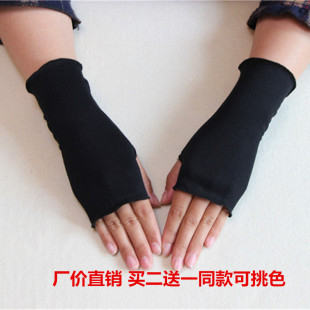夏季男女式半指手套办公短款情侣露指手套防晒遮疤痕手套纯棉包邮