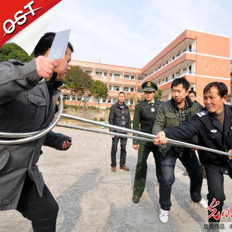 新款加厚不锈钢伸缩防暴钢叉 制暴腰叉脚叉颈叉 校园保安防暴器材