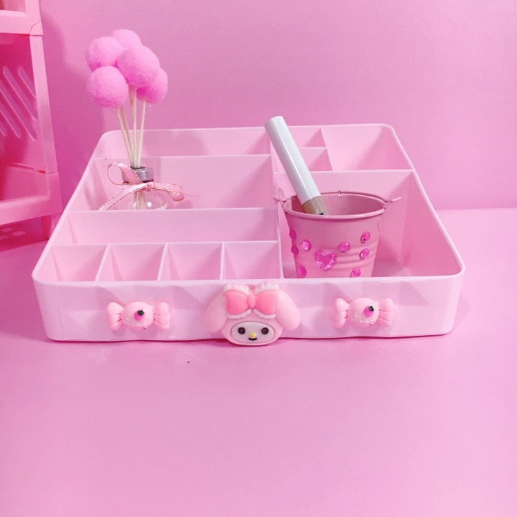 粉色少女心小号家用化妆品收纳盒 卧室桌面可爱整理盒