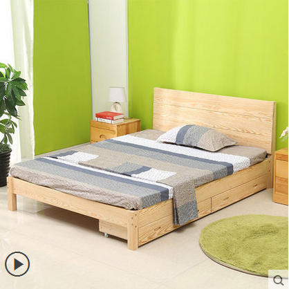 包邮时尚现代纯实木双人床单人床榻榻米床纯松木1.2 1.5 1.8米床