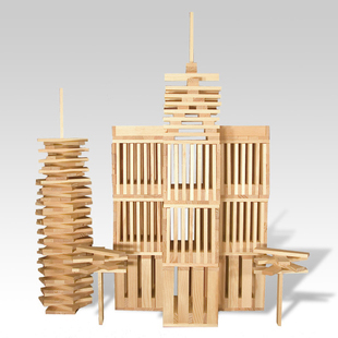 风靡全球获奖木制玩具citiblocs300片礼盒装 堆塔积木送搭建手册