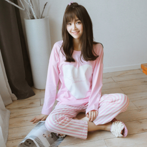 春秋纯棉长袖睡衣套装