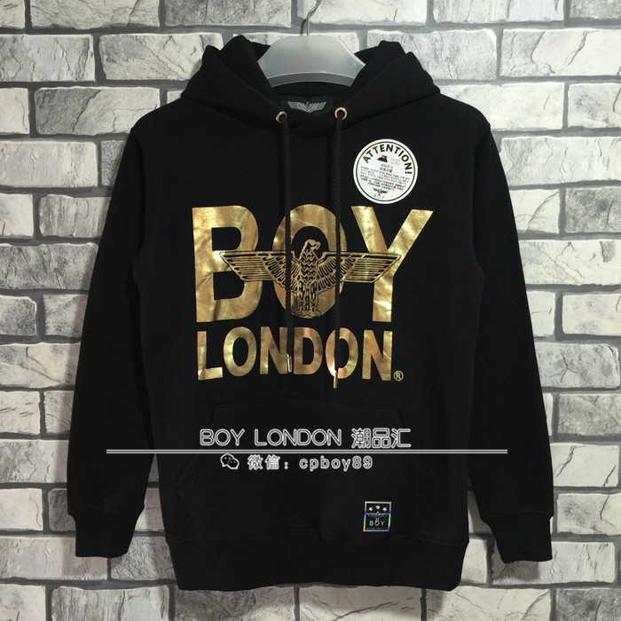 查看淘宝韩国代购 正品boy london新款烫金字母飞鹰加绒连帽卫衣长袖