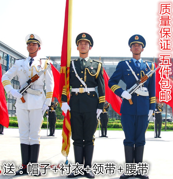 查看淘宝新款军装海陆空三军仪仗队军礼服男女升旗手中小学生管乐队