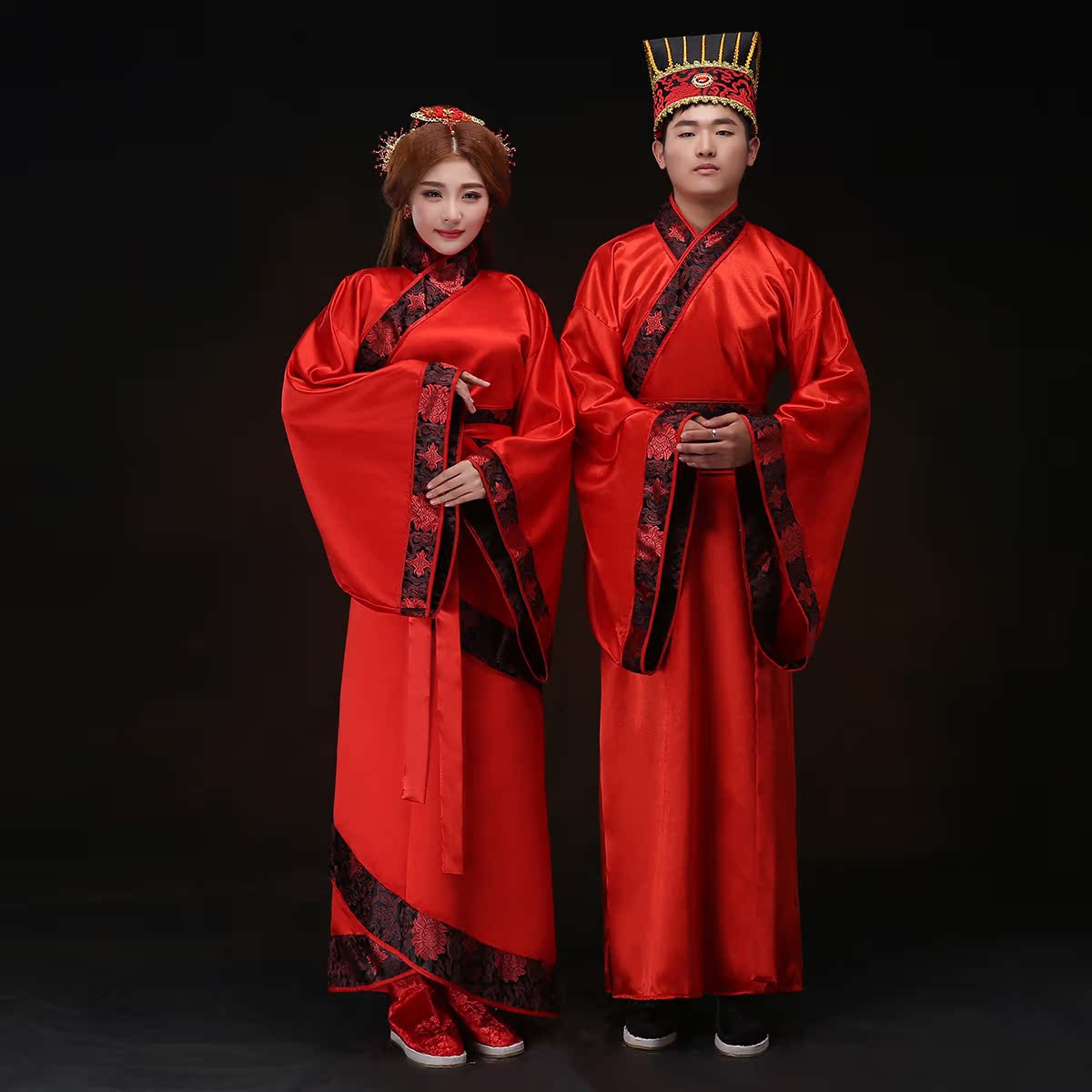 中式婚礼男士唐装结婚秀禾新郎礼服红色中山装中国红汉服男古装_仙缘古衣