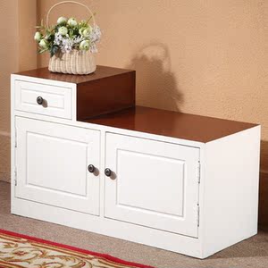 美式乡村换鞋凳式鞋柜多功能韩式田园彩绘高低