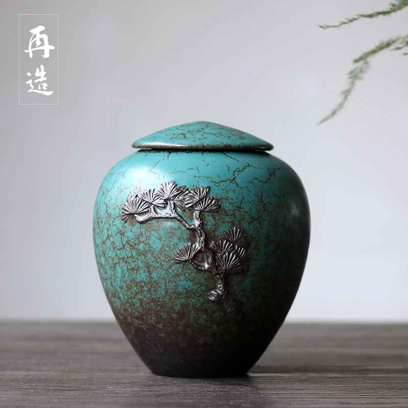 茶叶罐陶瓷密封筒现代茶叶桶粗陶普洱红茶包装茶具防潮罐德化陶罐