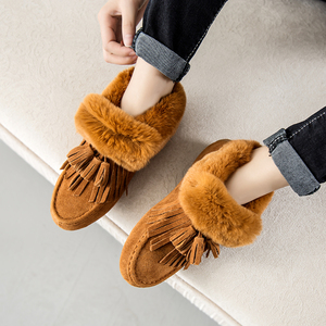 兔毛加绒豆豆鞋