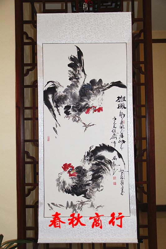 国画鸡图作品水墨画名人字画真迹花鸟画客厅已装裱装饰办公室画