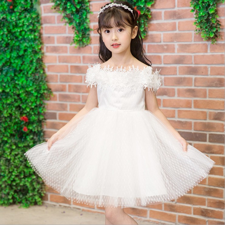 儿童连衣裙女童夏装小学生裙子蓬蓬公主气质淑女中大童可爱白裙子