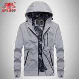 AFS JEEP/战地吉普秋季青年卫衣男外套运动休闲连帽上衣开衫宽松