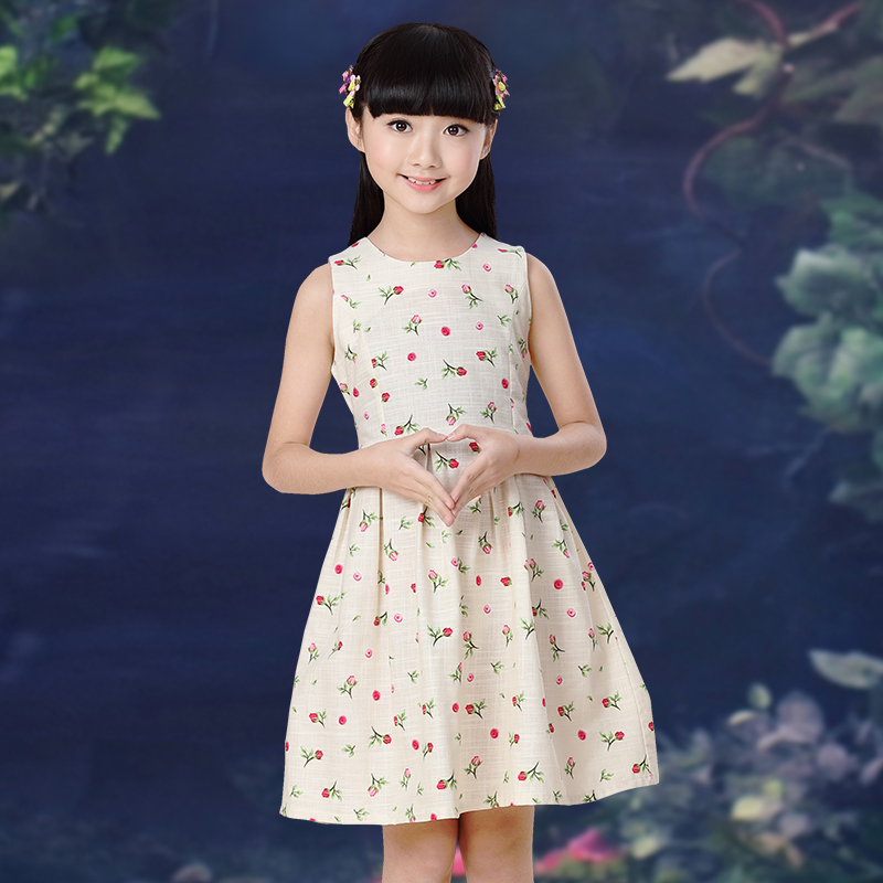 孩休闲碎花淑女公主裙子 女孩儿童连衣群子夏