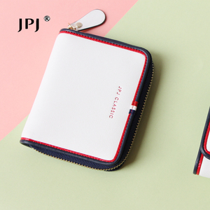 撞色小巧拉链短款钱包