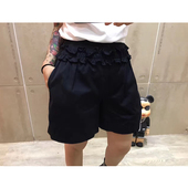 特 换季打折 限时折扣 设计感纯棉质黑色高腰A字花苞时尚短裤女夏