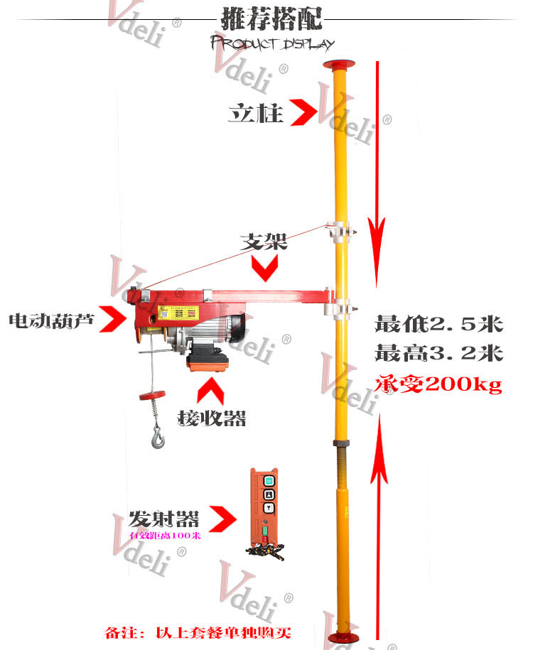 微型电动葫芦起重机220v沪工提升机卷扬机小吊机钢丝绳瓜子配遥控