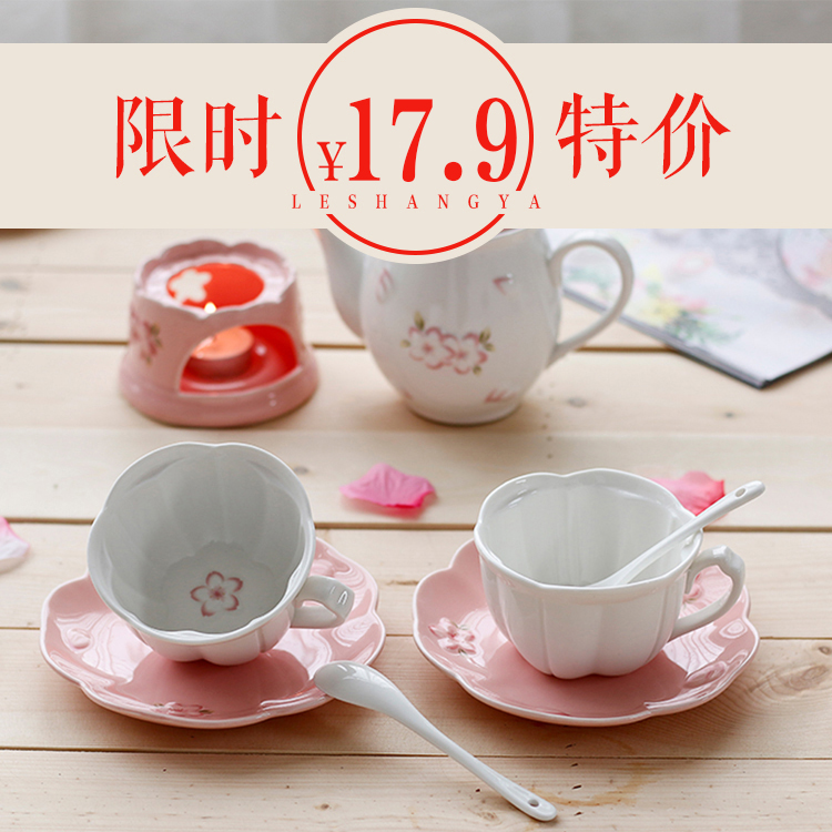 欧式樱花骨瓷咖啡杯英式陶瓷咖啡杯套装咖啡套具下午茶茶具套装