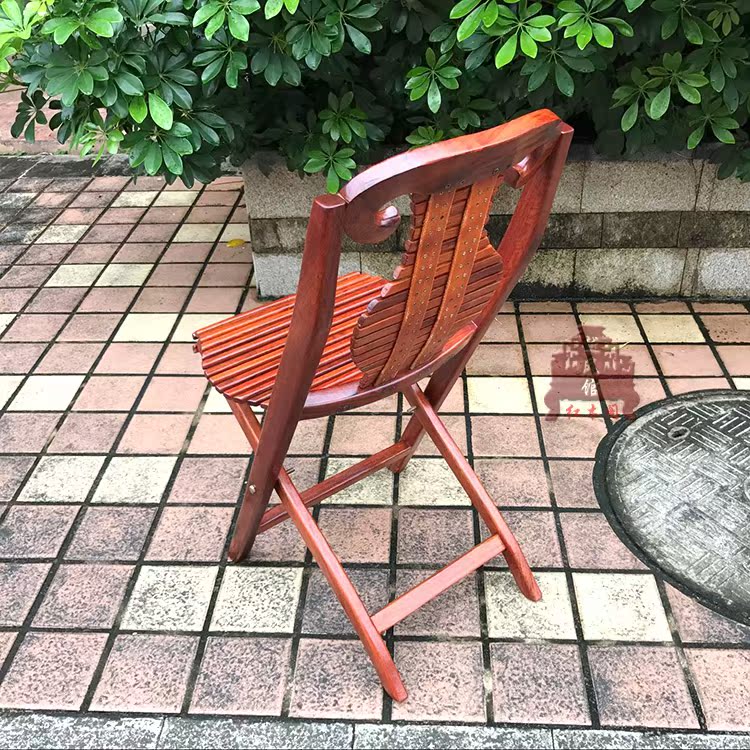 大果紫檀夏季靠背折叠椅 红木休闲凳缅甸花梨木交椅 实木家具