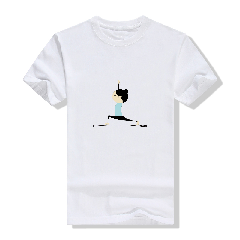 天天特价瑜伽初学者24式创意小人印花图案T恤