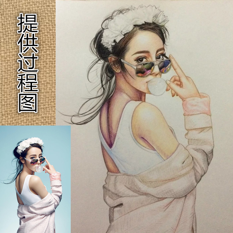 手绘素描画像真人头像转素描画照片彩铅画代画素描肖像定制画照片