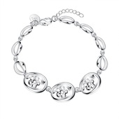 H472-477 Women Silver Bracelet 环环相扣女手链镀纯银饰品 5款
