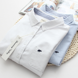 秋冬刺绣牛津纺衬衫