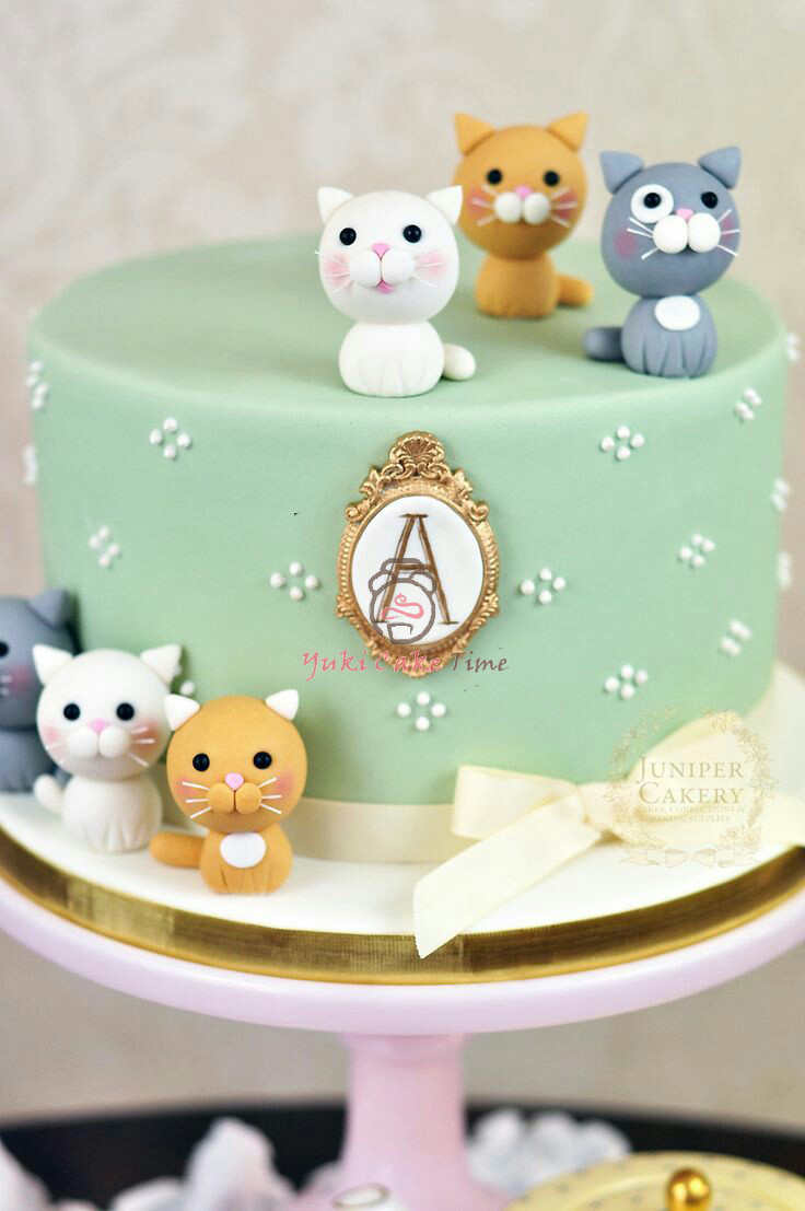 【yuki cake time】猫咪控动物生日翻糖奶油蛋糕 高级定制广州