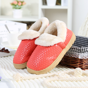 冬季居家居情侣PU皮棉拖鞋