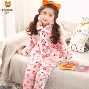 女童珊瑚绒加厚睡衣套装