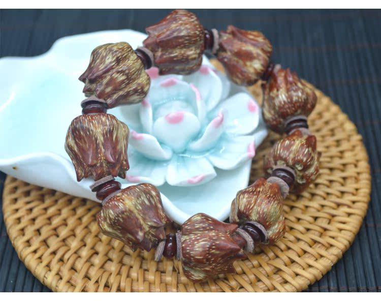 滴血莲花菩提子手串手链成品佛珠莲花手串男女红色莲花菩提子包邮