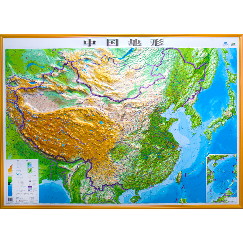 1米精雕版 精细凹凸立体地图挂图 共2张 2016世界地形图 地势地貌一目