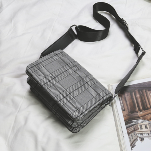 包包女2017新款韩国ulzzang格子宽肩带单肩包潮港风斜挎包小方包
