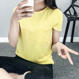 L71薄款短袖T恤女夏季基本款短款全棉打底衫新款休闲上衣7B871