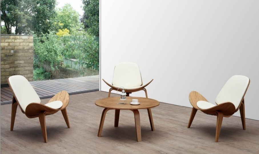 欧式简洁创意微笑椅三角贝壳椅曲木休闲飞机椅伊姆斯设计师椅
