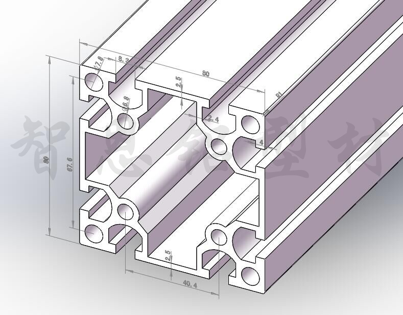 国标8080铝型材 工业80*80铝合金型材大型框架组装设计厚2.5mm