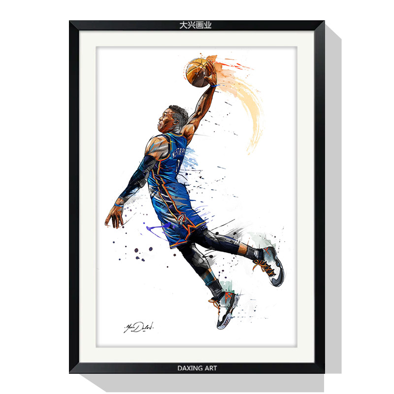 科比威少哈登库里沃尔詹姆斯杜兰特艾佛森海报挂画 篮球nba装饰画