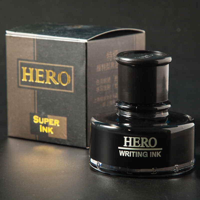 hero/英雄正品440速干颜染料型钢笔水特黑顺滑不堵笔非碳素墨水