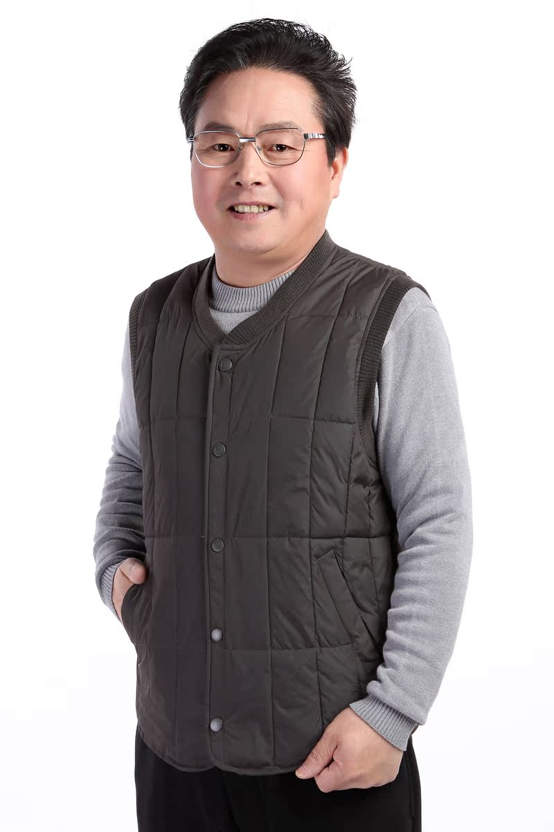 50-60岁70中老人男装羽绒棉马甲爷爷秋冬装背心爸爸马夹老头坎肩