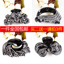 发饰大码 满钻发夹抓夹盘发卡发夹蝴蝶结黑色镶钻发抓大号抓卡 韩版