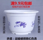 红色白色优质加厚塑料花盆圆形高档大号花盘送托盘种花种菜